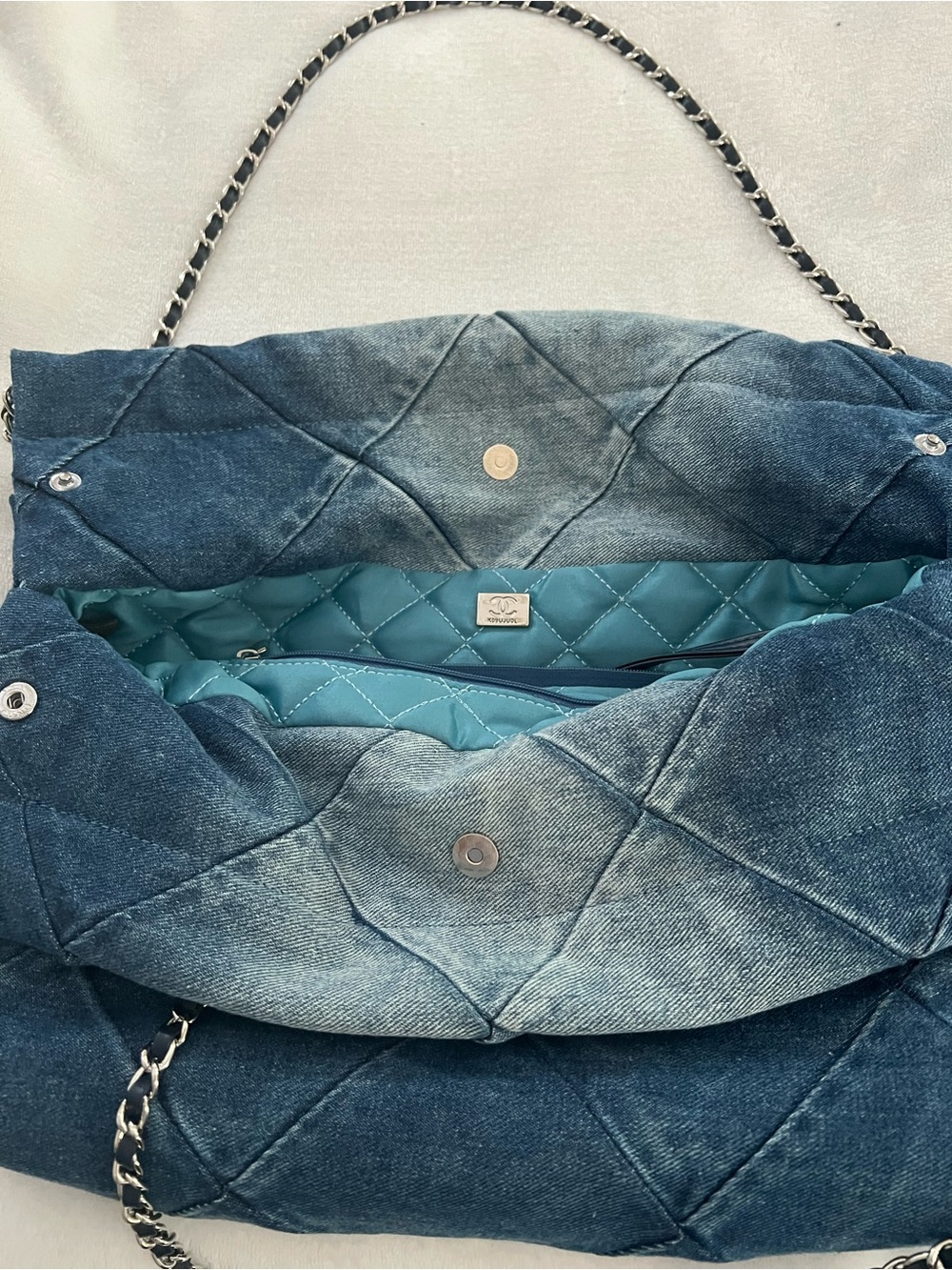 Chanel Denim bag with matching pouch NWOT - Picture 9 of 16